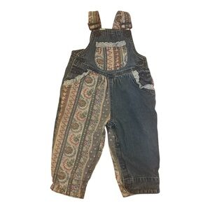 Class Club Denim Overalls with Patterned Accents